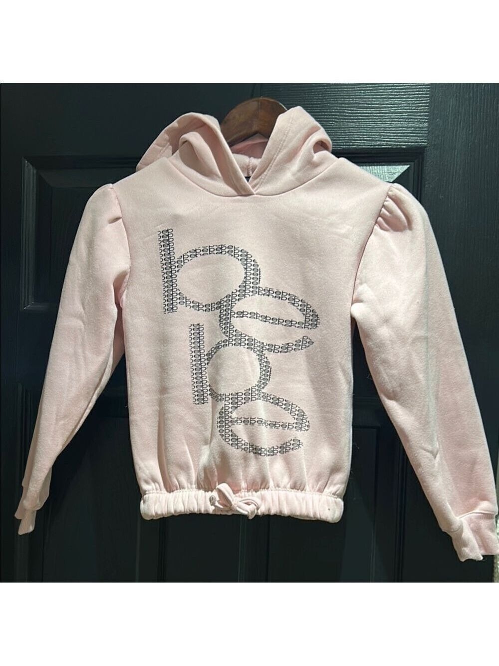 Pink Girls’ Bebe Hoodie with  graphic black Logo